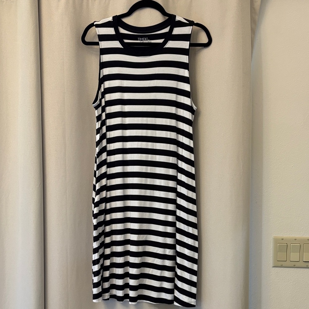 Time and Tru Black and White Striped Dress